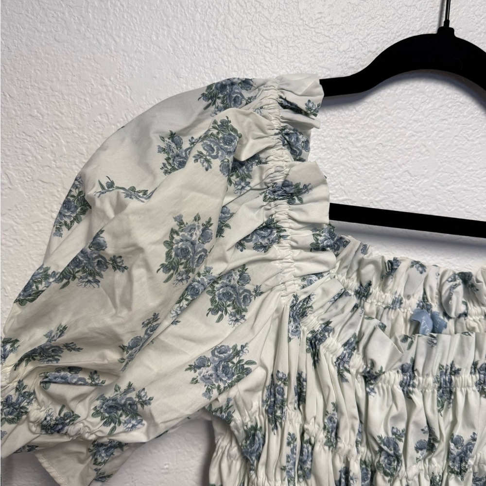 Antonio Melani Blue Floral Smocked Midi Dress NWT Size 12 Cottagecore - Picture 5 of 14